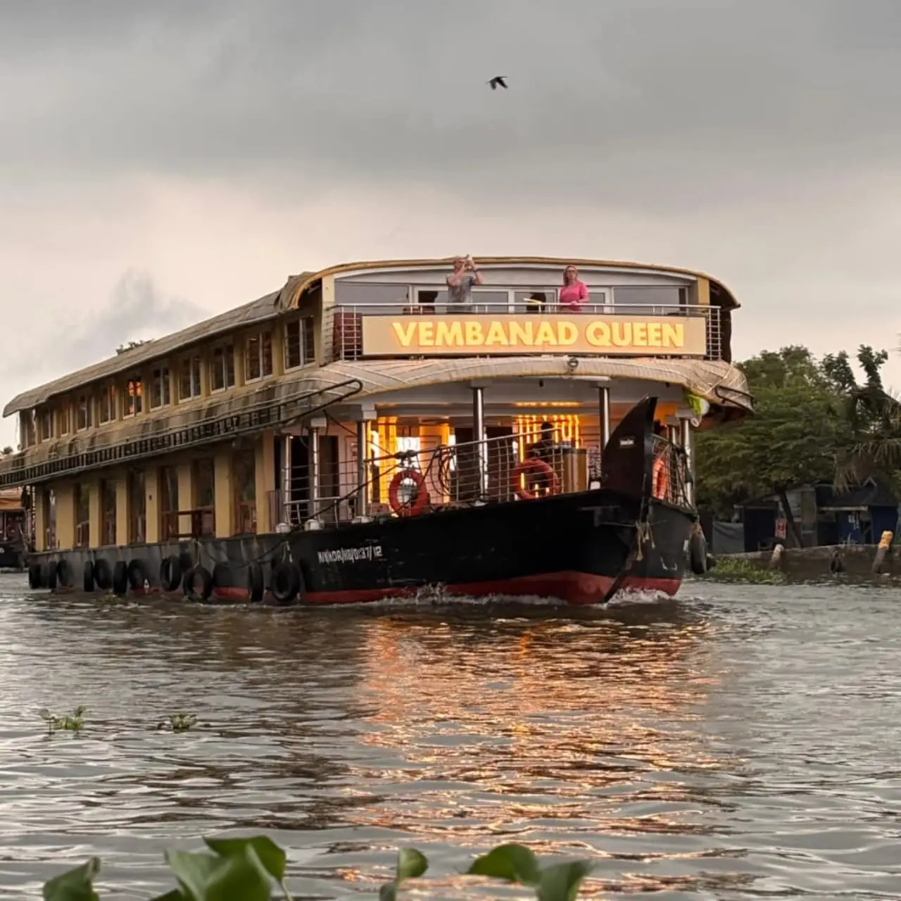 Vembanad Queen 8 Bedroom Houseboat Exterior Exterior view of the Vembanad Queen 8 bedroom houseboat Alleppey cruising the backwaters