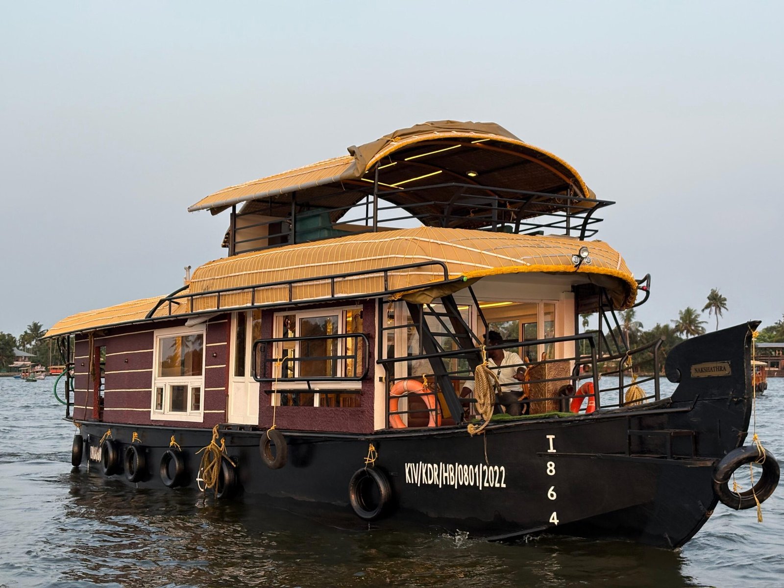 Premium 1 bedroom houseboat Alleppey exterior cruising on the backwaters