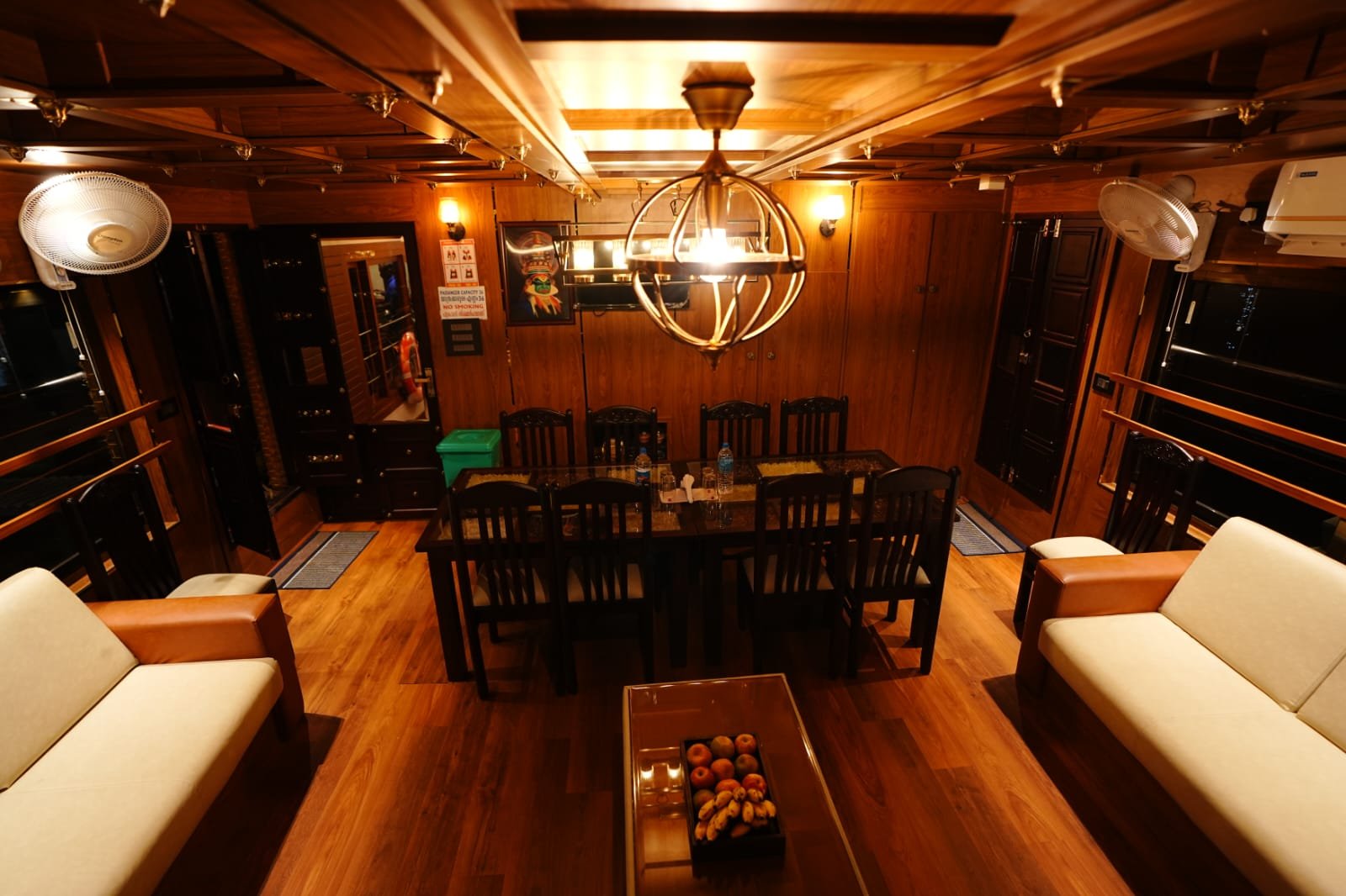 Spacious air-conditioned living and dining area designed for large groups and families.